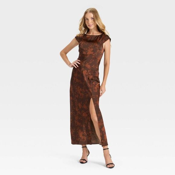 A New Day - Women's Woven Open Back Maxi Dress - A New Day Bro Brown - Picture 1 of 3
